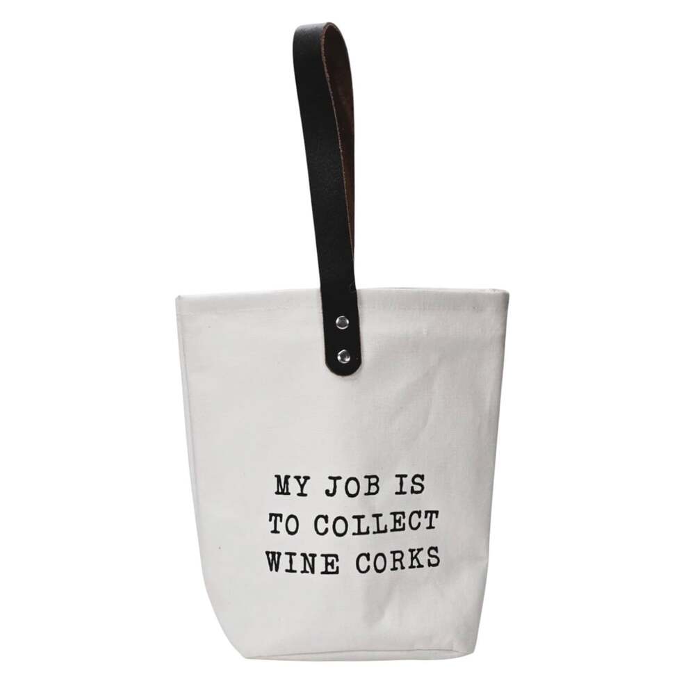 Funny Tote Canvas Bag Leather Handle Wine Bottle Carrier Gift Pick Design NWT